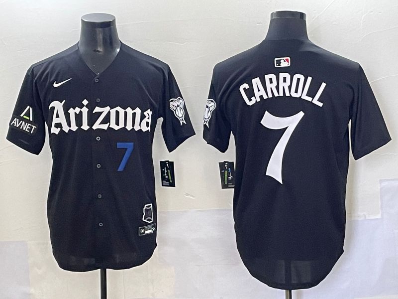 Men 2025 Arizona Diamondback #7 Carroll Black Five generations Joint Name Nike MLB Jersey style 7